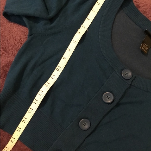 Vintage EUC Lane Bryant Blue Cropped Button Front Long Sleeve Blue Sweater - Picture 6 of 9